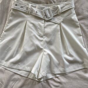 Elegant White Pleated Shorts